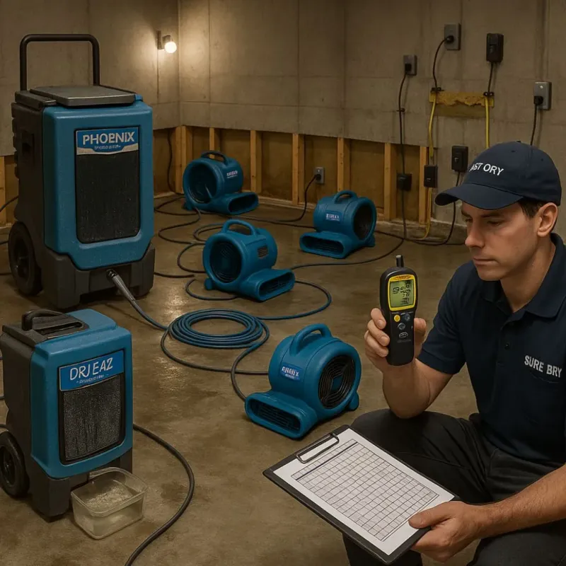 Structural Drying and Dehumidification process in Bear Valley Springs, CA